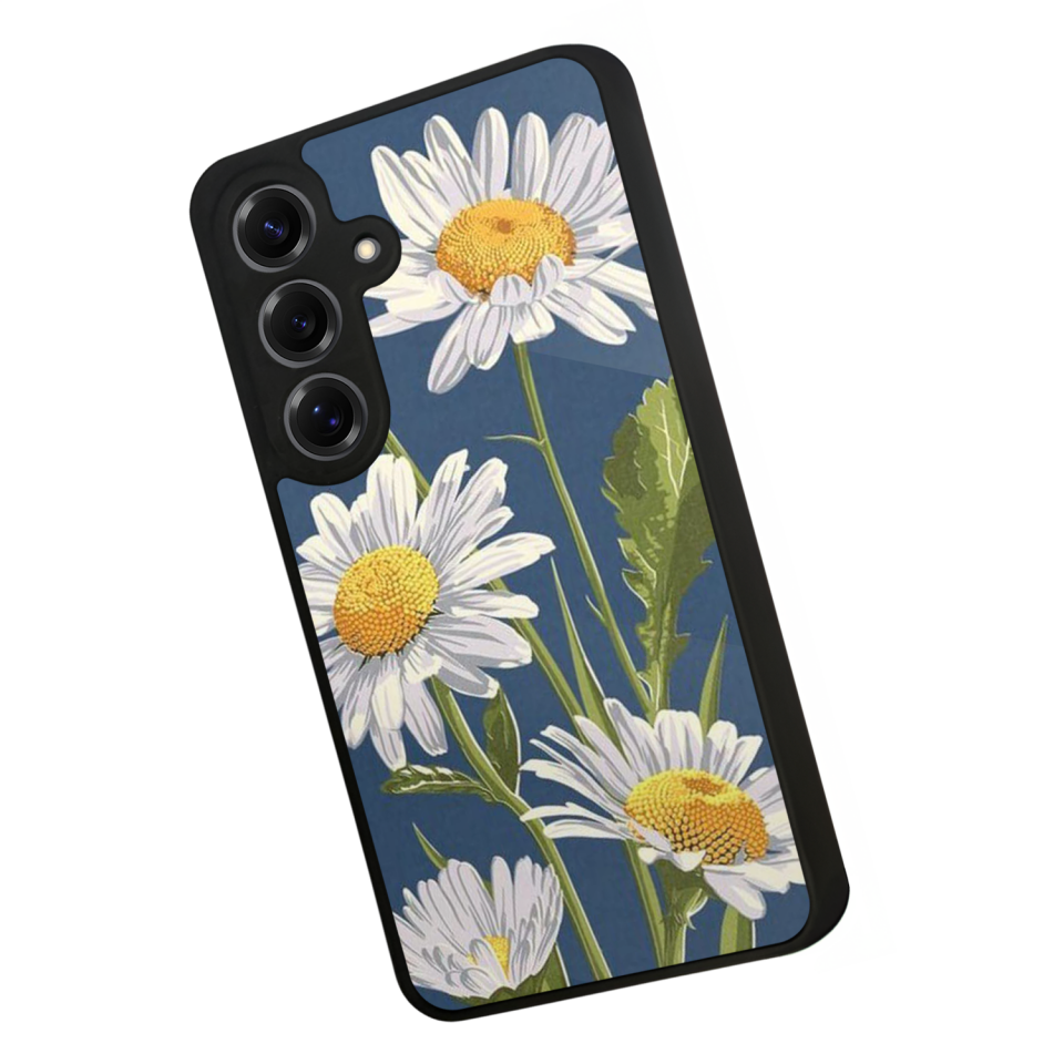 Samsung Galaxy S25 Uyumlu Papatya Tasarımlı Glossy Premium Kılıf