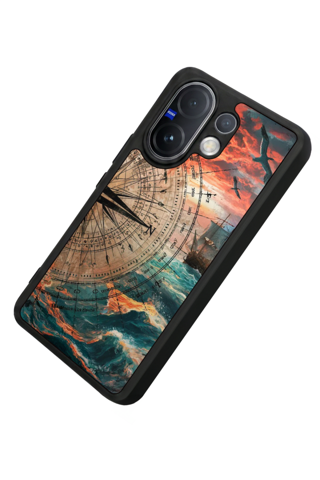Vivo V60 Uyumlu Pusula Tasarımlı Glossy Premium Kılıf