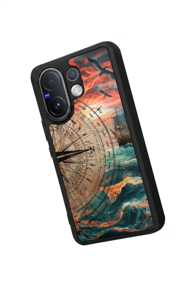 Vivo V60 Uyumlu Pusula Tasarımlı Glossy Premium Kılıf