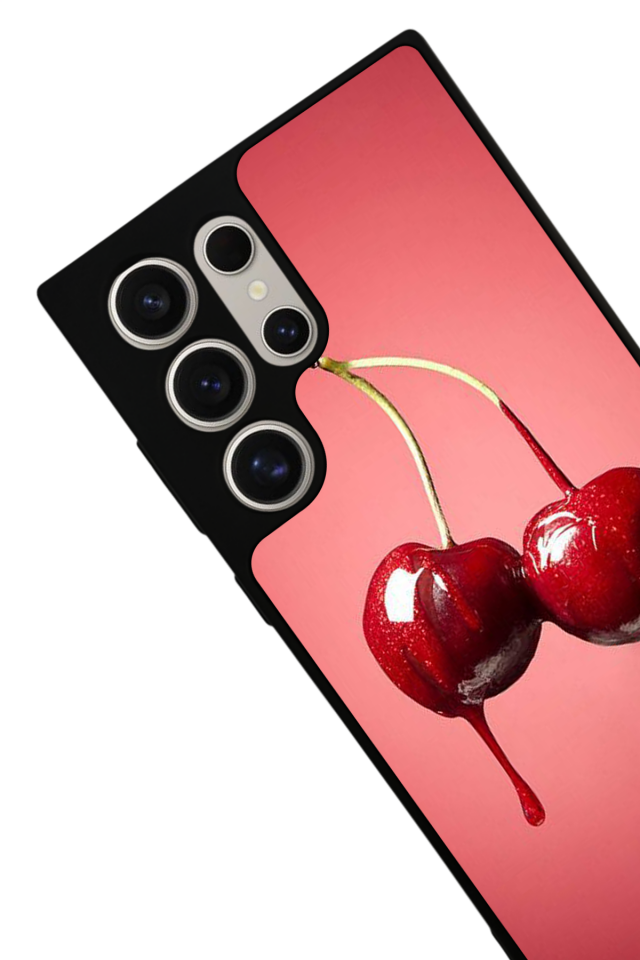 Samsung Galaxy S22 Ultra Uyumlu Kiraz Tasarımlı Glossy Premium Kılıf