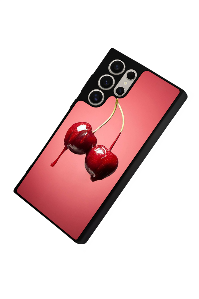 Samsung Galaxy S22 Ultra Uyumlu Kiraz Tasarımlı Glossy Premium Kılıf