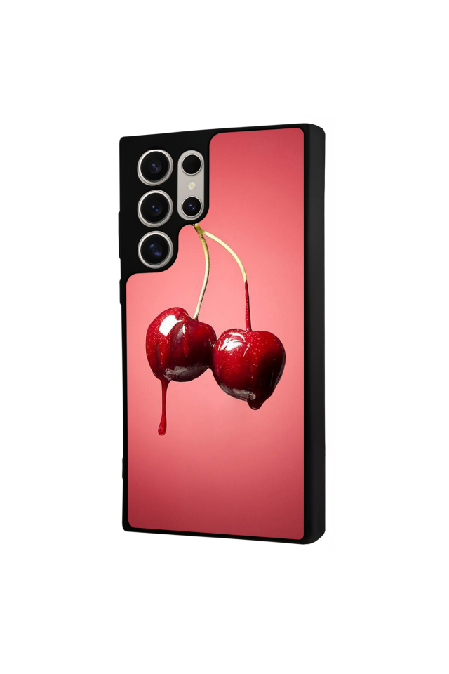 Samsung Galaxy S22 Ultra Uyumlu Kiraz Tasarımlı Glossy Premium Kılıf