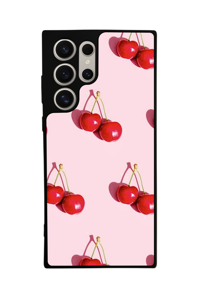Samsung Galaxy S22 Ultra Uyumlu Kiraz Tasarımlı Glossy Premium Kılıf