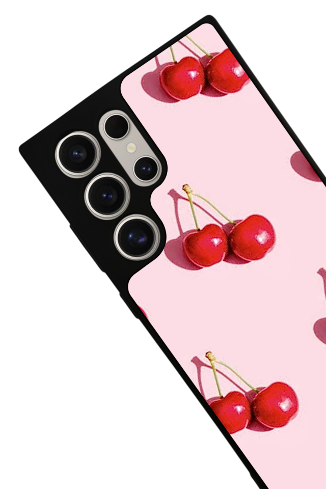 Samsung Galaxy S22 Ultra Uyumlu Kiraz Tasarımlı Glossy Premium Kılıf
