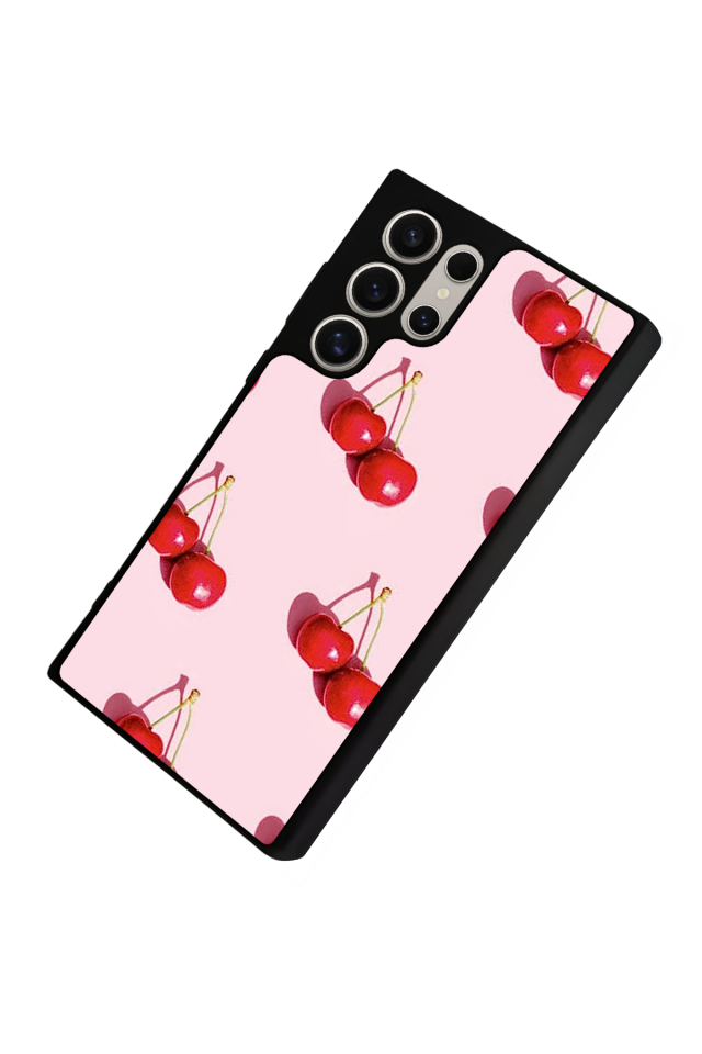 Samsung Galaxy S22 Ultra Uyumlu Kiraz Tasarımlı Glossy Premium Kılıf