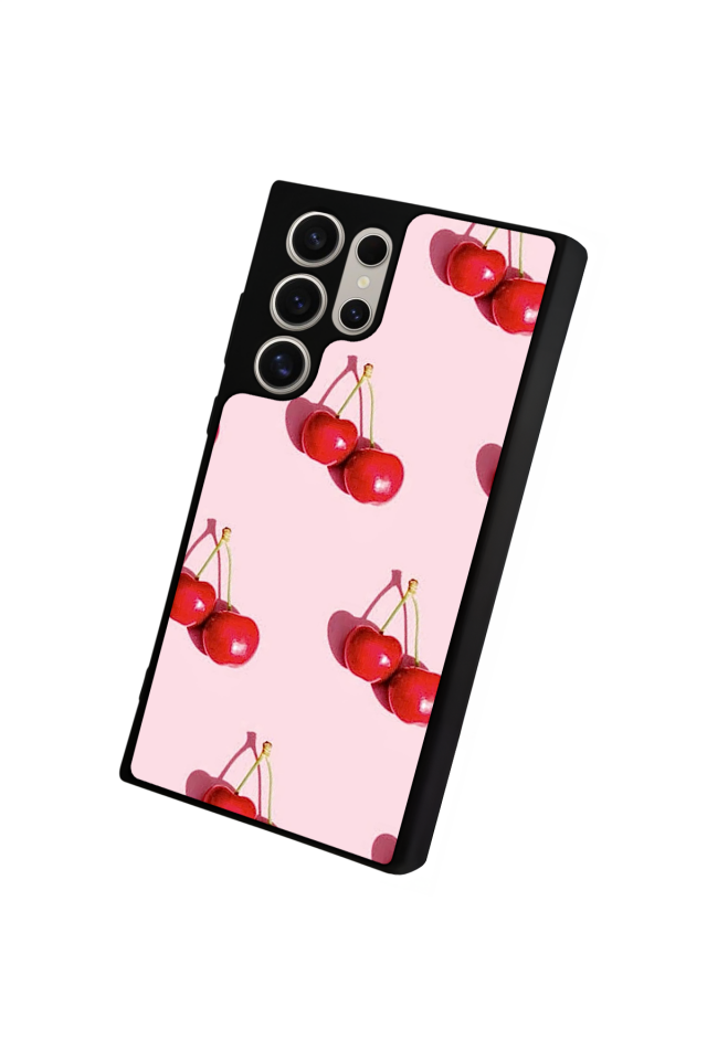 Samsung Galaxy S22 Ultra Uyumlu Kiraz Tasarımlı Glossy Premium Kılıf