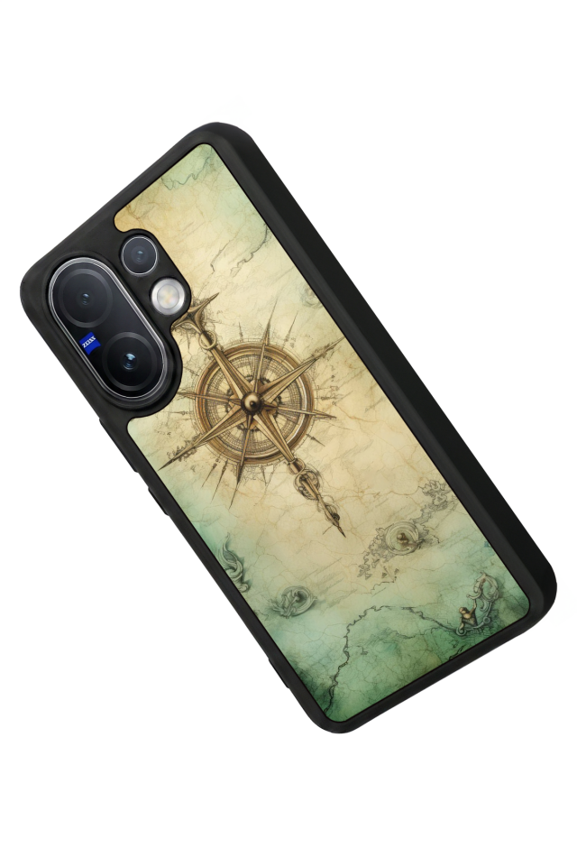 Vivo V60 Uyumlu Pusula Tasarımlı Glossy Premium Kılıf