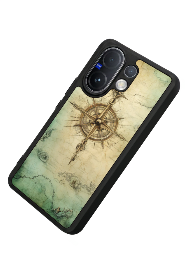 Vivo V60 Uyumlu Pusula Tasarımlı Glossy Premium Kılıf