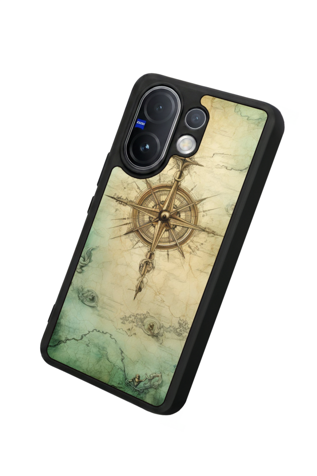 Vivo V60 Uyumlu Pusula Tasarımlı Glossy Premium Kılıf