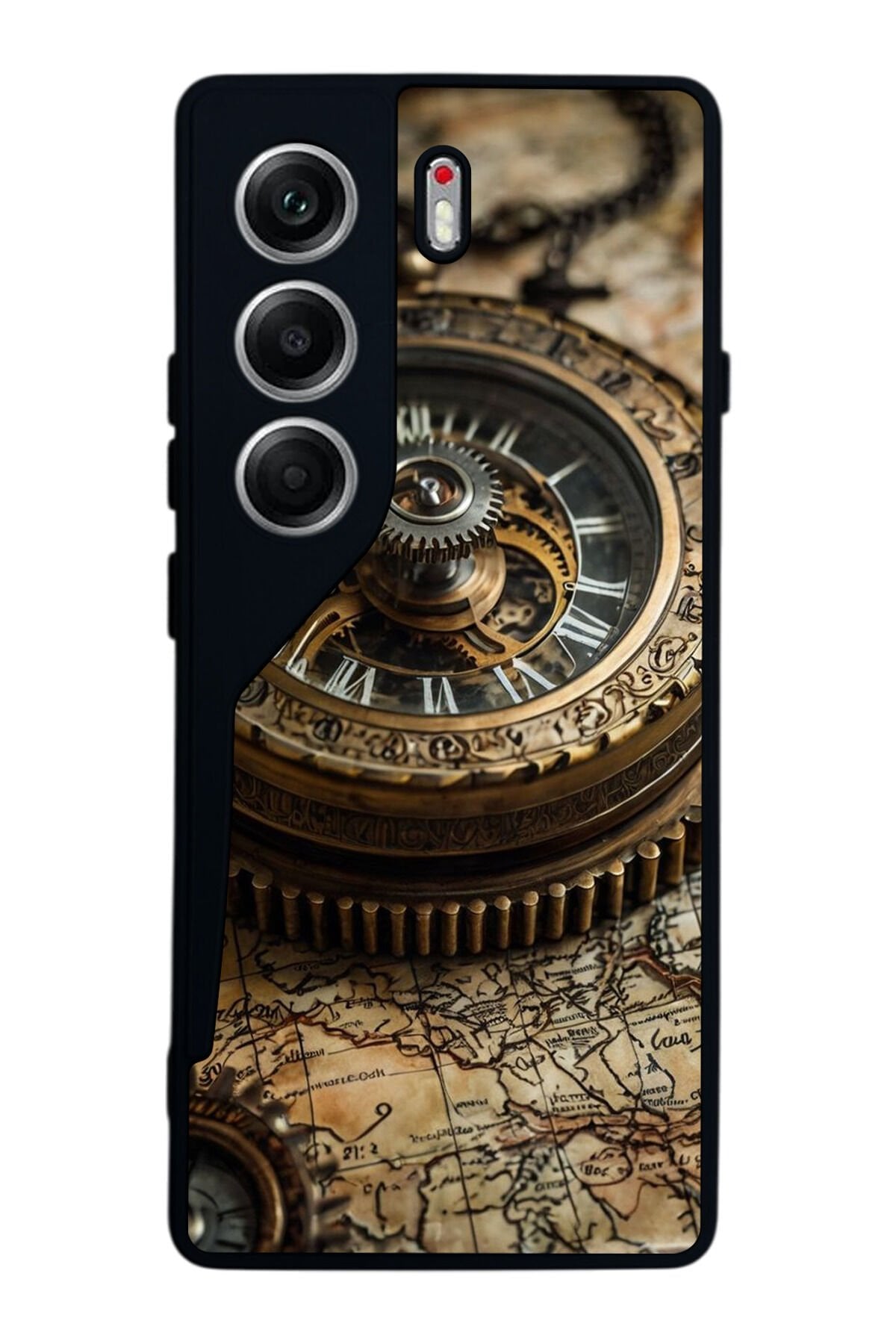 Tecno Camon 40 Uyumlu Pusula Tasarımlı Glossy Premium Kılıf