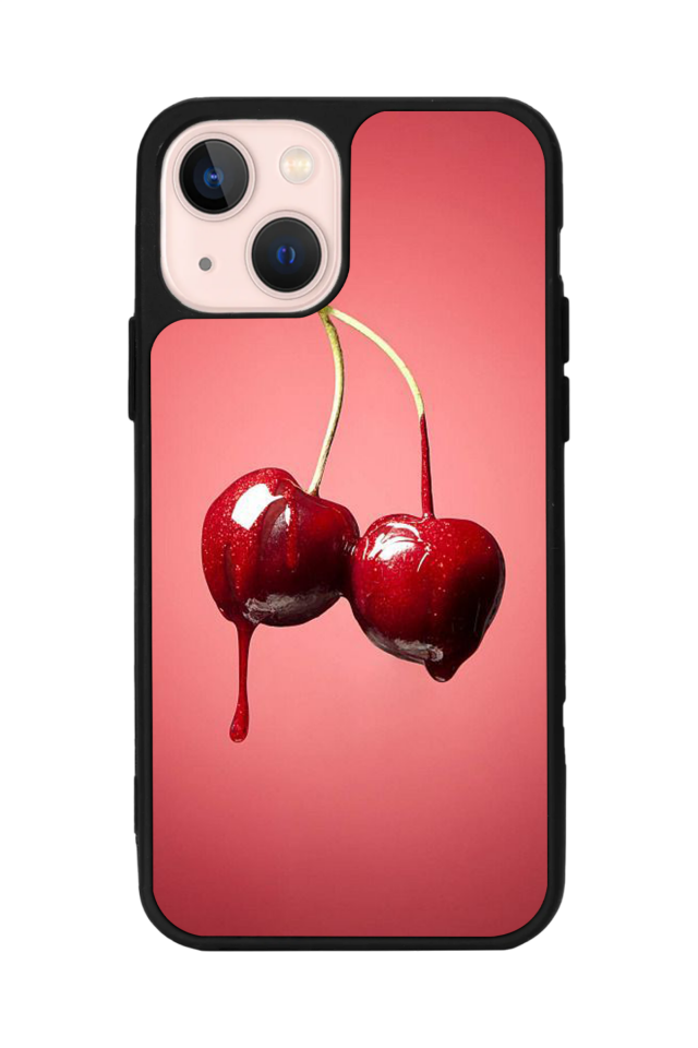 iPhone 14 Plus Uyumlu Kiraz Tasarımlı Glossy Premium Kılıf