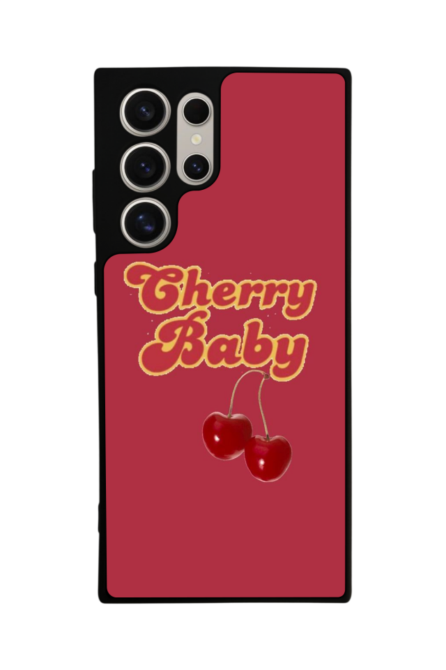 Samsung Galaxy S22 Ultra Uyumlu Kiraz Tasarımlı Glossy Premium Kılıf