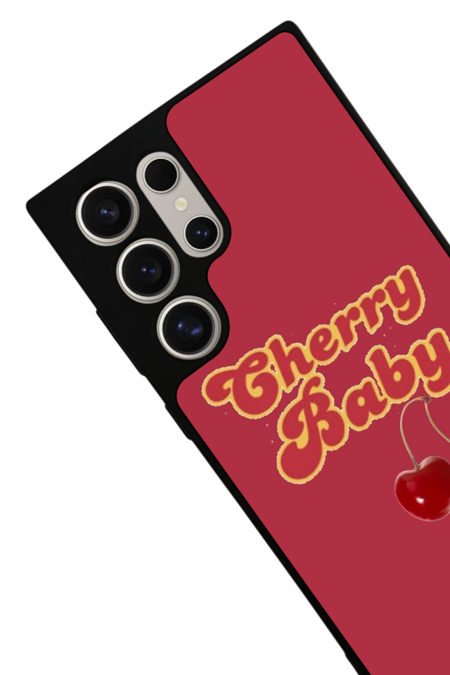 Samsung Galaxy S22 Ultra Uyumlu Kiraz Tasarımlı Glossy Premium Kılıf