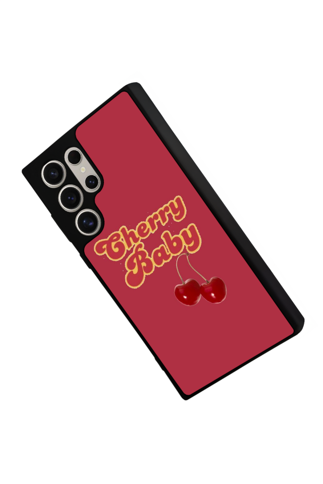Samsung Galaxy S22 Ultra Uyumlu Kiraz Tasarımlı Glossy Premium Kılıf