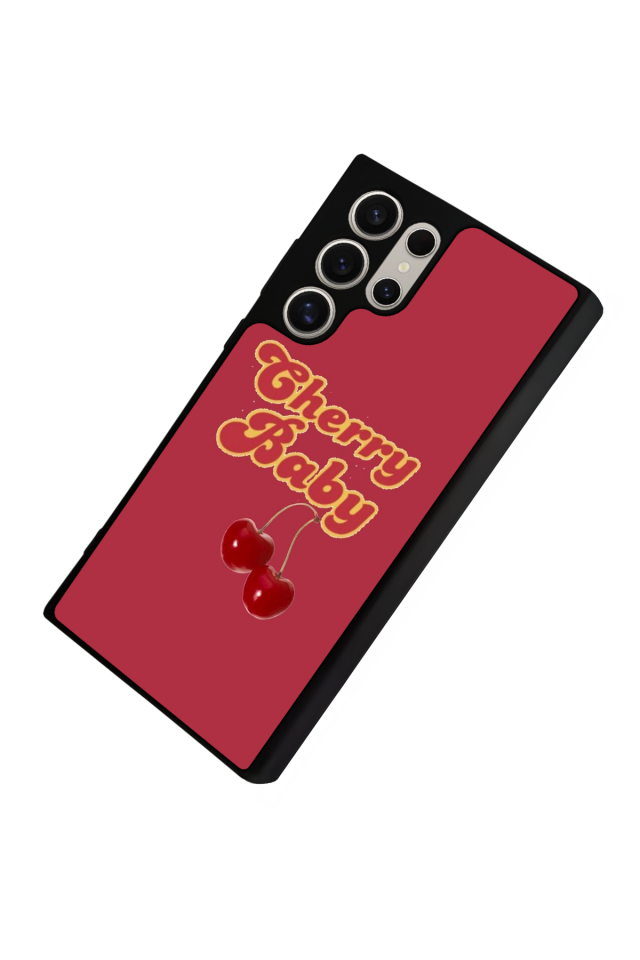 Samsung Galaxy S22 Ultra Uyumlu Kiraz Tasarımlı Glossy Premium Kılıf