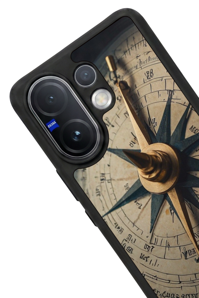 Vivo V60 Uyumlu Pusula Tasarımlı Glossy Premium Kılıf