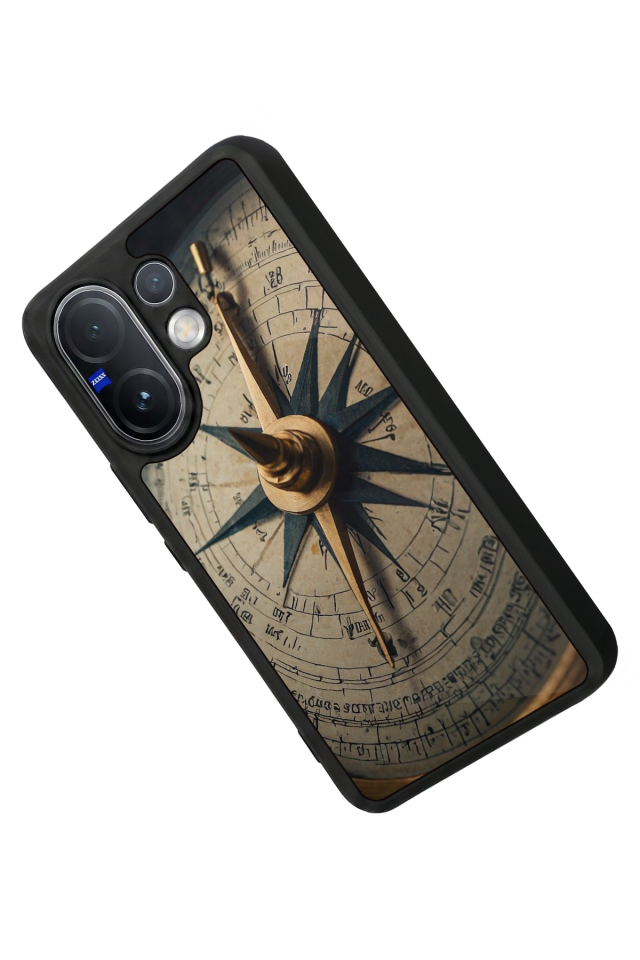 Vivo V60 Uyumlu Pusula Tasarımlı Glossy Premium Kılıf