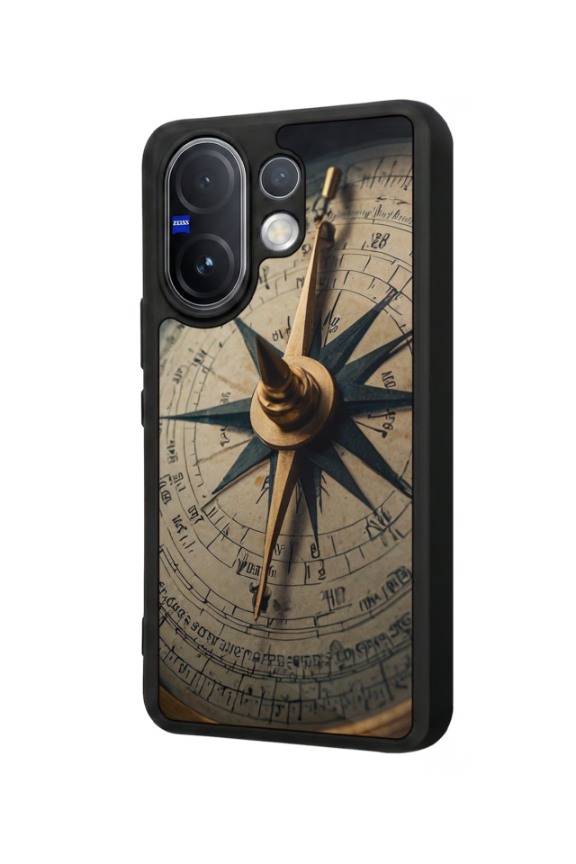 Vivo V60 Uyumlu Pusula Tasarımlı Glossy Premium Kılıf