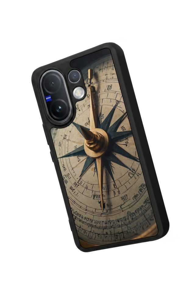 Vivo V60 Uyumlu Pusula Tasarımlı Glossy Premium Kılıf