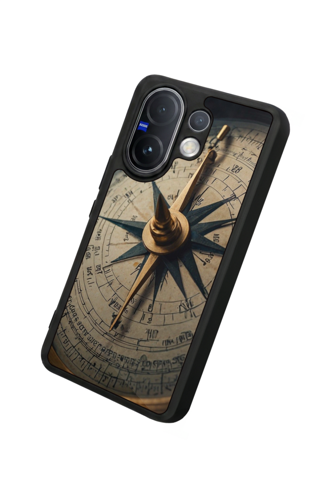 Vivo V60 Uyumlu Pusula Tasarımlı Glossy Premium Kılıf