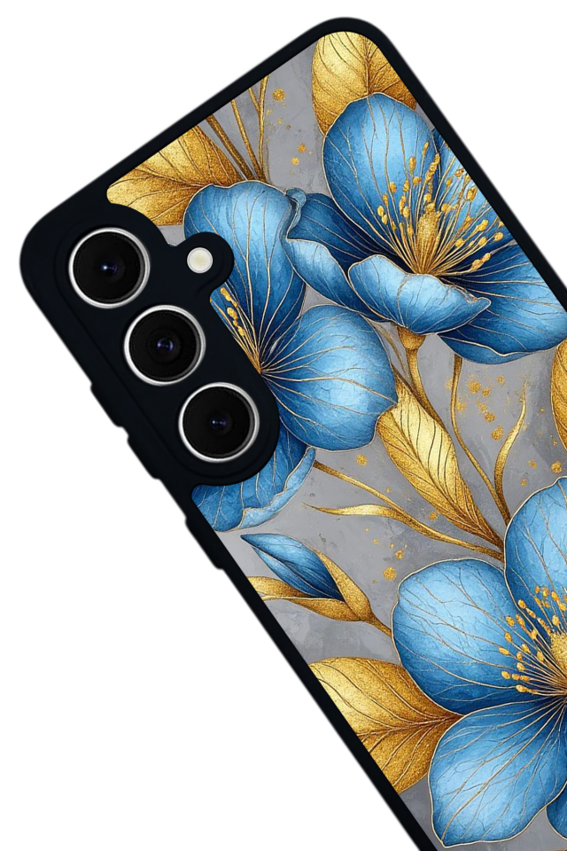 Samsung Galaxy A16 Uyumlu Yaldizli Cicek Tasarımlı Glossy Premium Kılıf