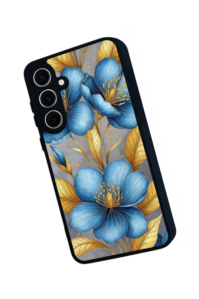 Samsung Galaxy A16 Uyumlu Yaldizli Cicek Tasarımlı Glossy Premium Kılıf