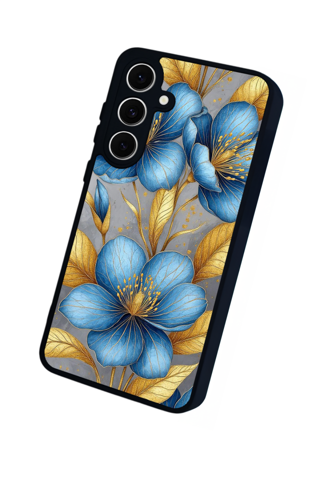 Samsung Galaxy A16 Uyumlu Yaldizli Cicek Tasarımlı Glossy Premium Kılıf