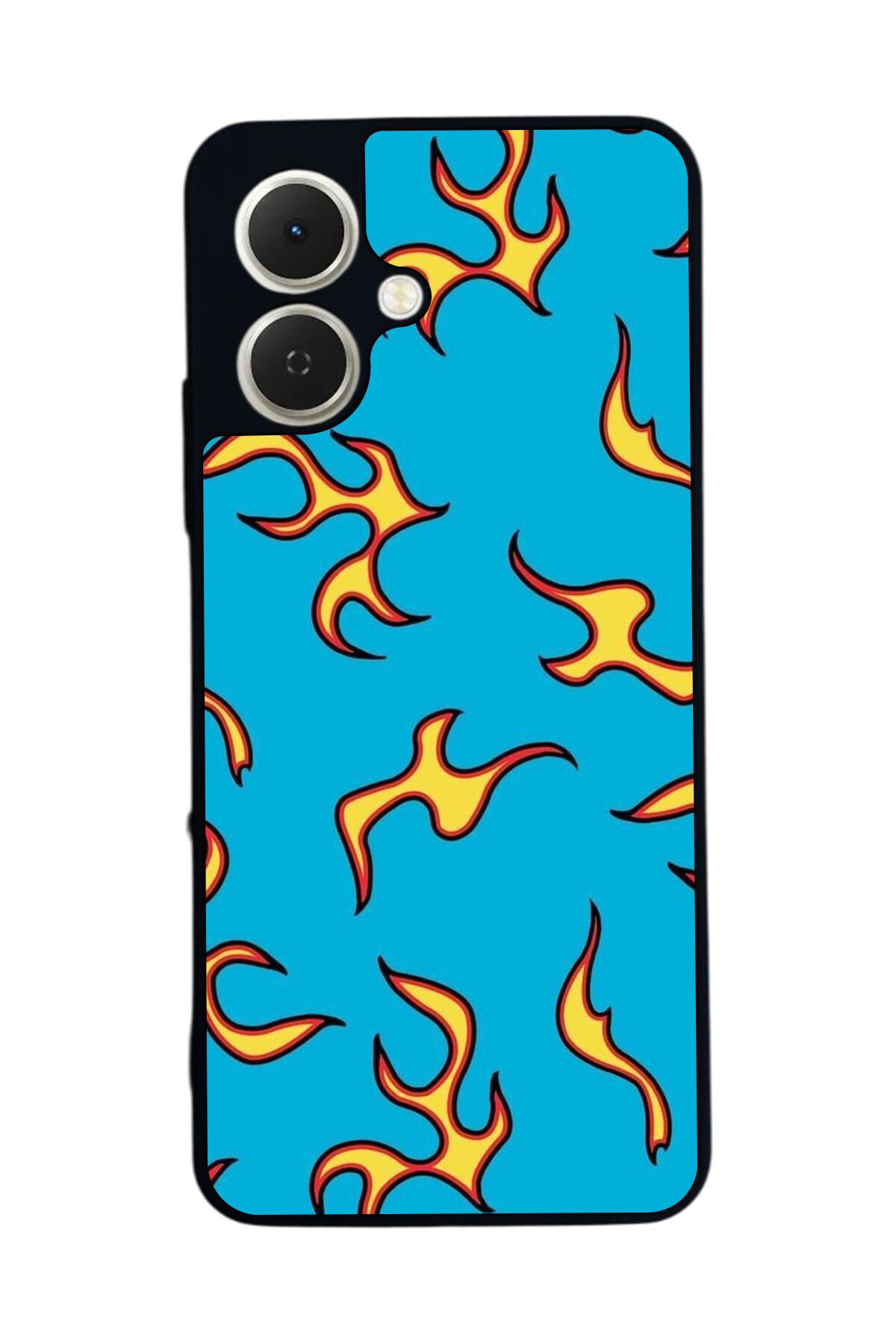 Tecno Spark GO 2 Uyumlu Retro Flame Patterns Tasarımlı Glossy Premium Kılıf