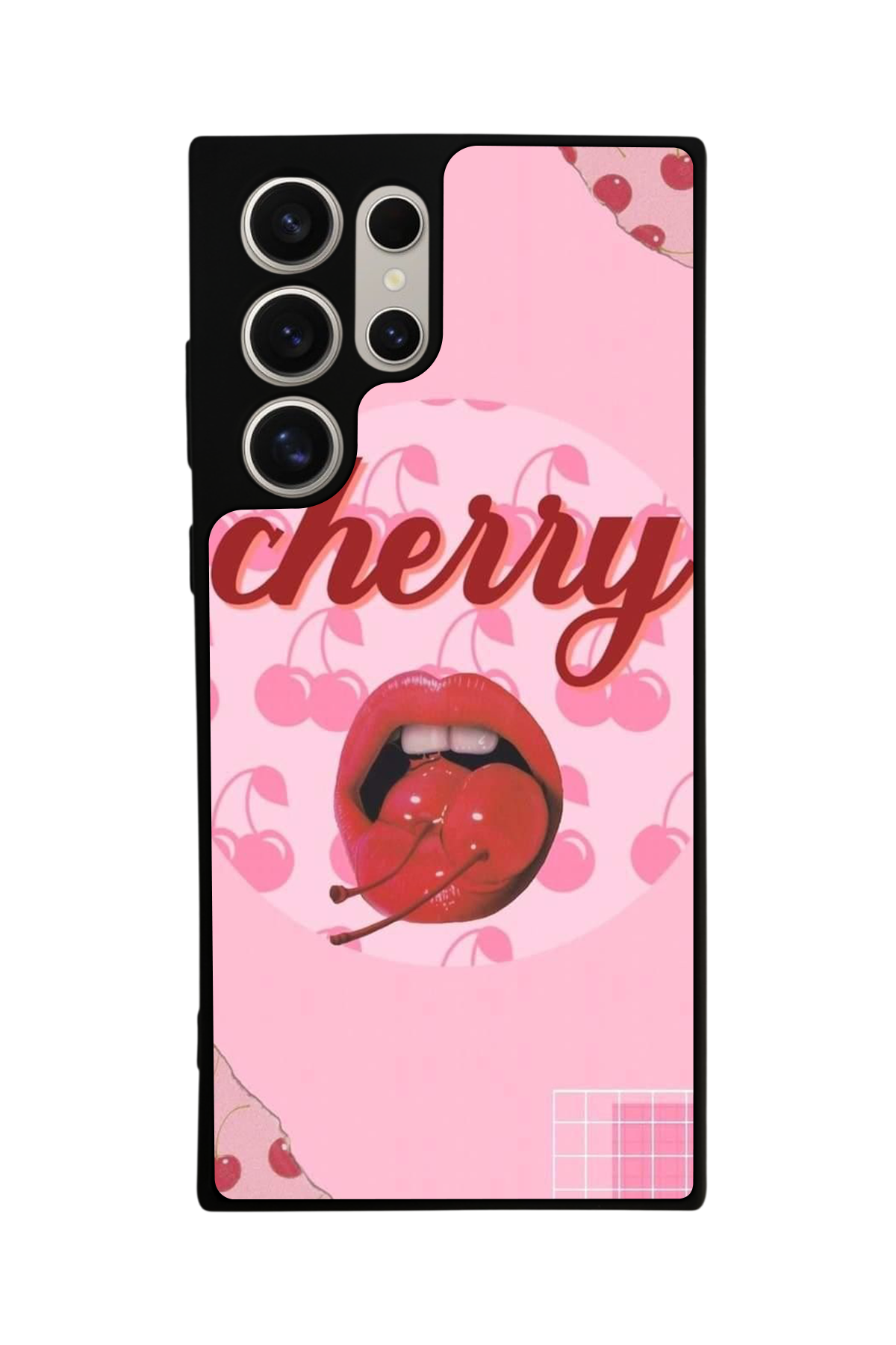 Samsung Galaxy S22 Ultra Uyumlu Kiraz Tasarımlı Glossy Premium Kılıf