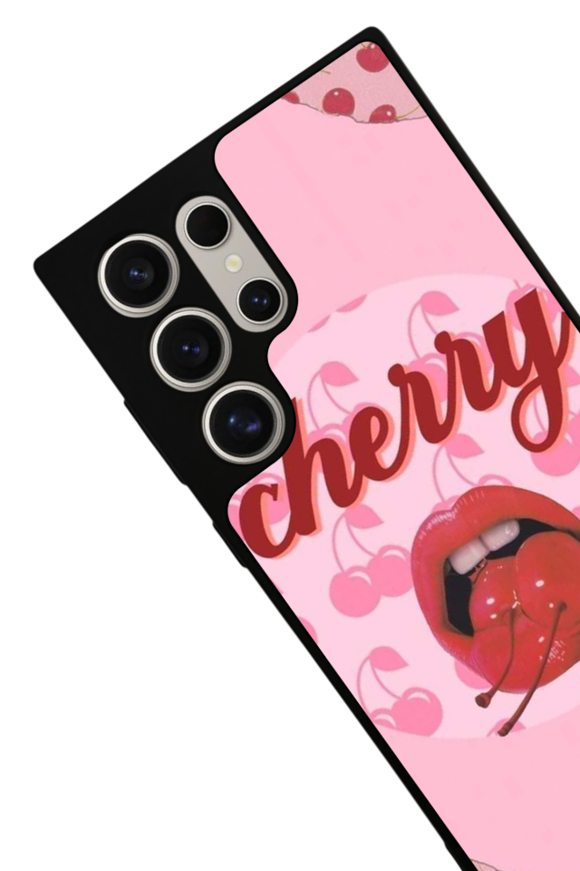 Samsung Galaxy S22 Ultra Uyumlu Kiraz Tasarımlı Glossy Premium Kılıf