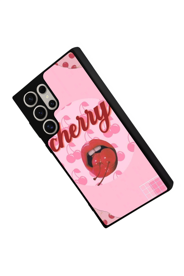 Samsung Galaxy S22 Ultra Uyumlu Kiraz Tasarımlı Glossy Premium Kılıf