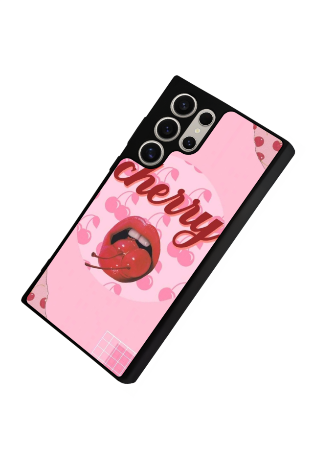 Samsung Galaxy S22 Ultra Uyumlu Kiraz Tasarımlı Glossy Premium Kılıf