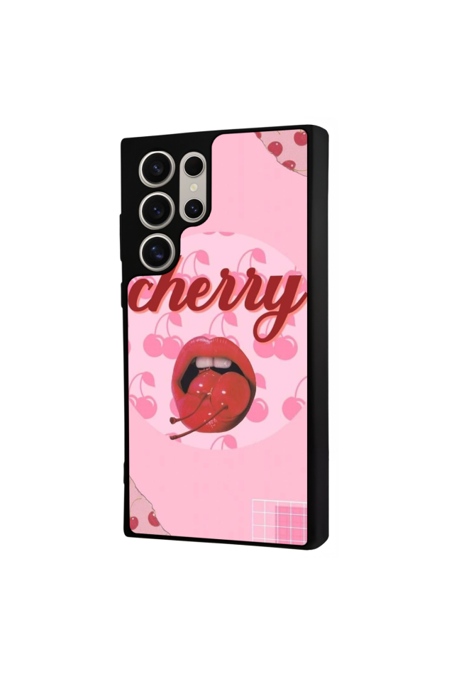 Samsung Galaxy S22 Ultra Uyumlu Kiraz Tasarımlı Glossy Premium Kılıf