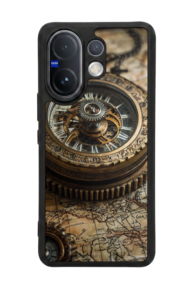 Vivo V60 Uyumlu Pusula Tasarımlı Glossy Premium Kılıf