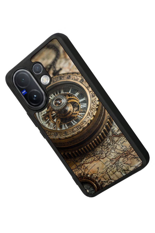 Vivo V60 Uyumlu Pusula Tasarımlı Glossy Premium Kılıf
