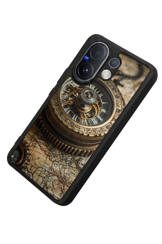 Vivo V60 Uyumlu Pusula Tasarımlı Glossy Premium Kılıf