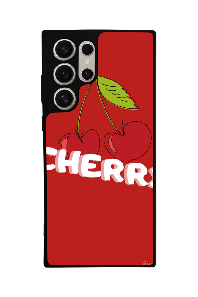 Samsung Galaxy S22 Ultra Uyumlu Kiraz Tasarımlı Glossy Premium Kılıf