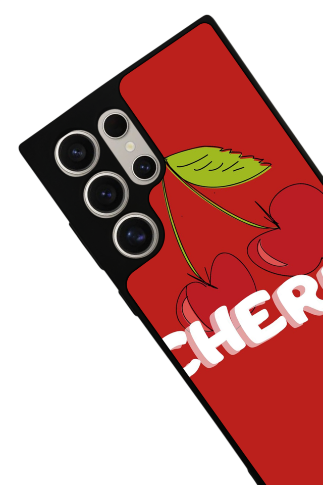 Samsung Galaxy S22 Ultra Uyumlu Kiraz Tasarımlı Glossy Premium Kılıf