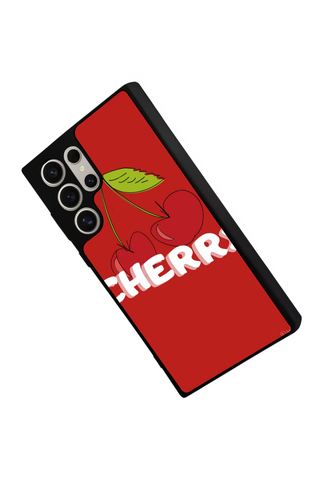 Samsung Galaxy S22 Ultra Uyumlu Kiraz Tasarımlı Glossy Premium Kılıf