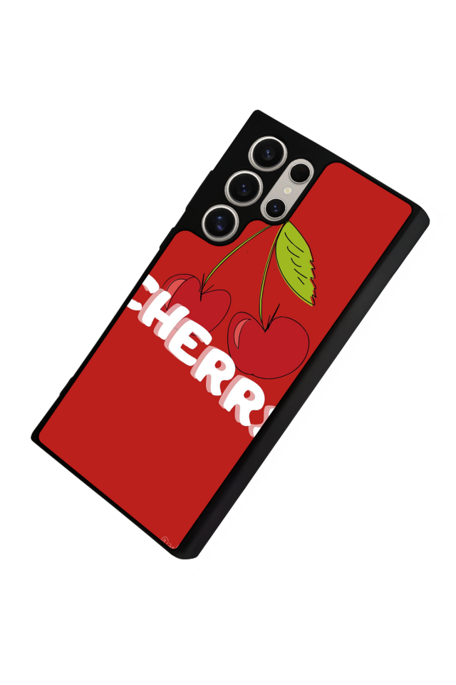 Samsung Galaxy S22 Ultra Uyumlu Kiraz Tasarımlı Glossy Premium Kılıf