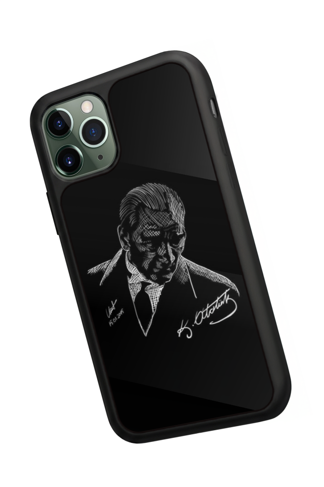 iPhone 11 Pro Max Uyumlu Mustafa Kemal Ataturk Tasarımlı Glossy Premium Kılıf