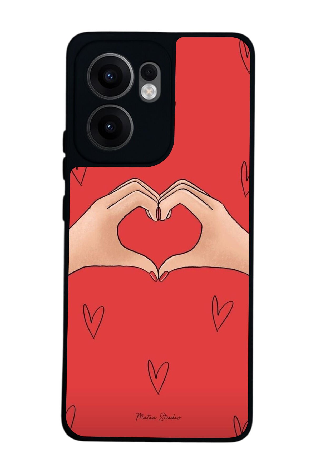 Oppo Reno 13F Uyumlu Kalp Love Tasarımlı Glossy Premium Kılıf