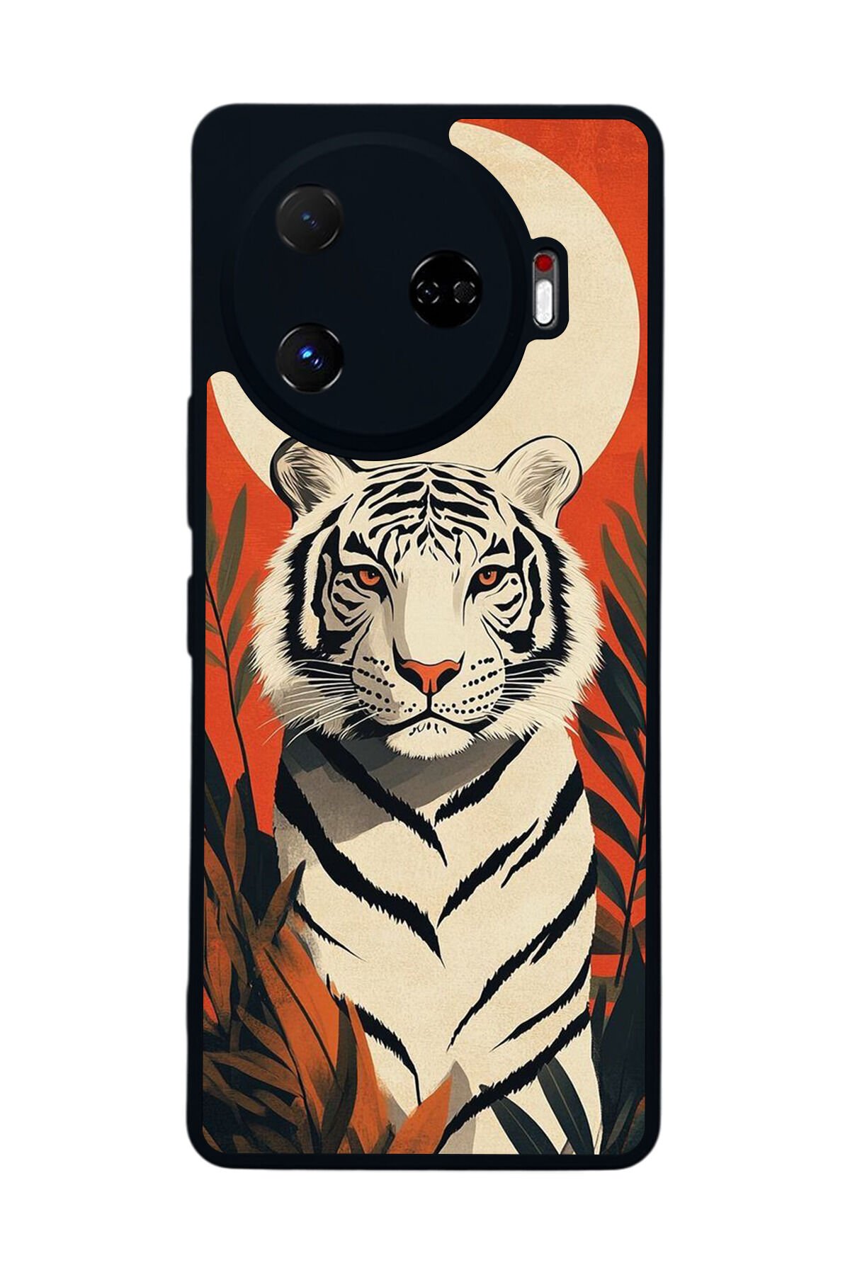 Tecno Camon 30 Pro Uyumlu Kirmizi ve Kaplan Tasarımlı Glossy Premium Kılıf