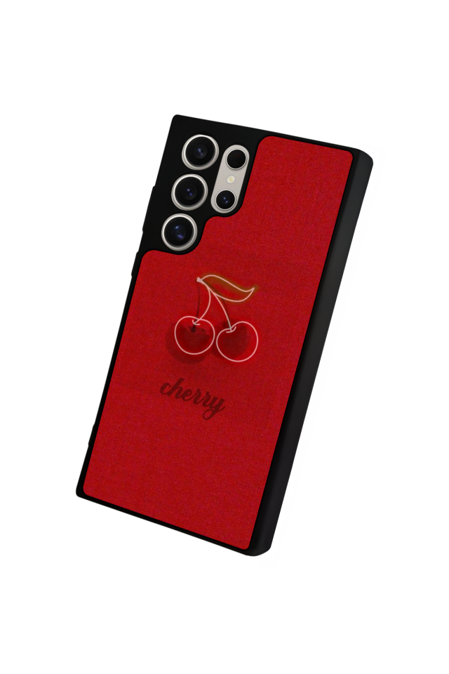 Samsung Galaxy S22 Ultra Uyumlu Kiraz Tasarımlı Glossy Premium Kılıf