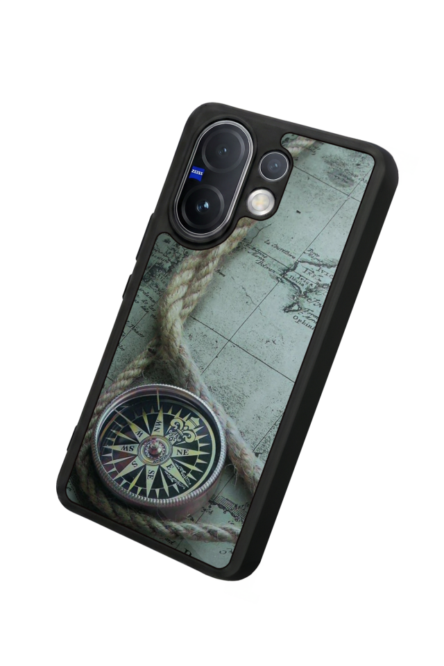 Vivo V60 Uyumlu Pusula Tasarımlı Glossy Premium Kılıf