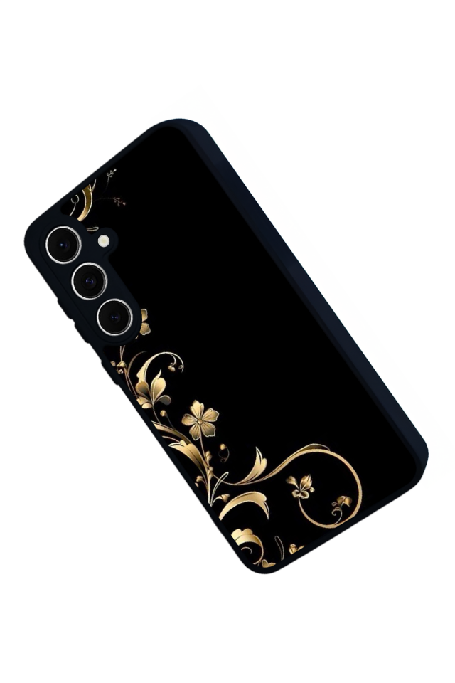 Samsung Galaxy A16 Uyumlu Yaldizli Cicek Tasarımlı Glossy Premium Kılıf