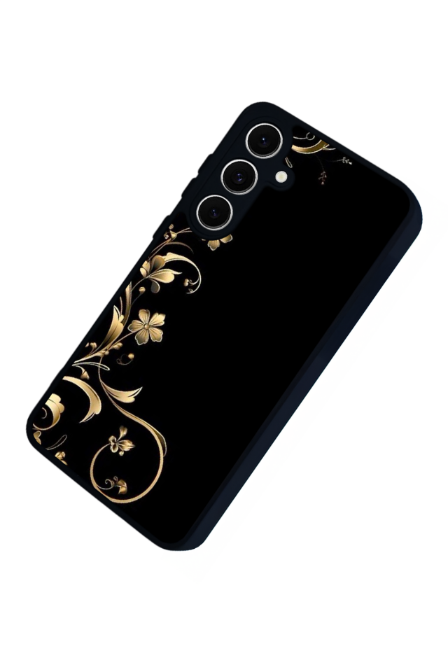 Samsung Galaxy A16 Uyumlu Yaldizli Cicek Tasarımlı Glossy Premium Kılıf