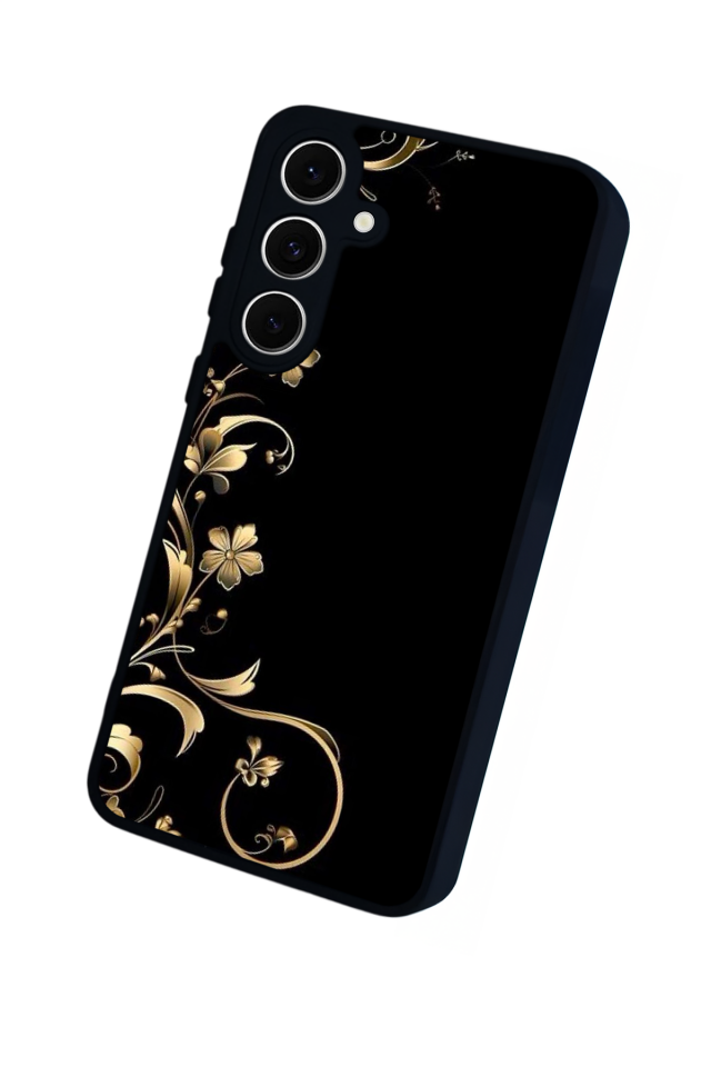 Samsung Galaxy A16 Uyumlu Yaldizli Cicek Tasarımlı Glossy Premium Kılıf