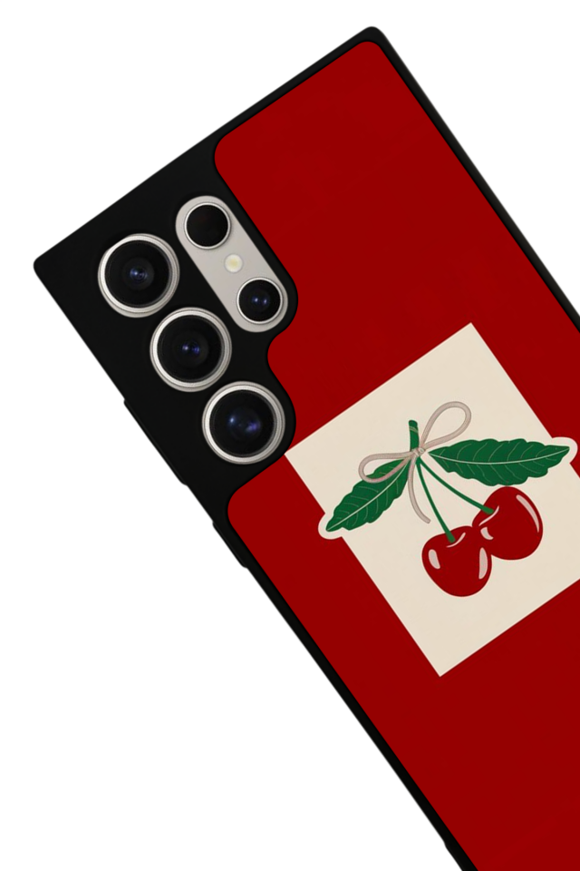 Samsung Galaxy S22 Ultra Uyumlu Kiraz Tasarımlı Glossy Premium Kılıf