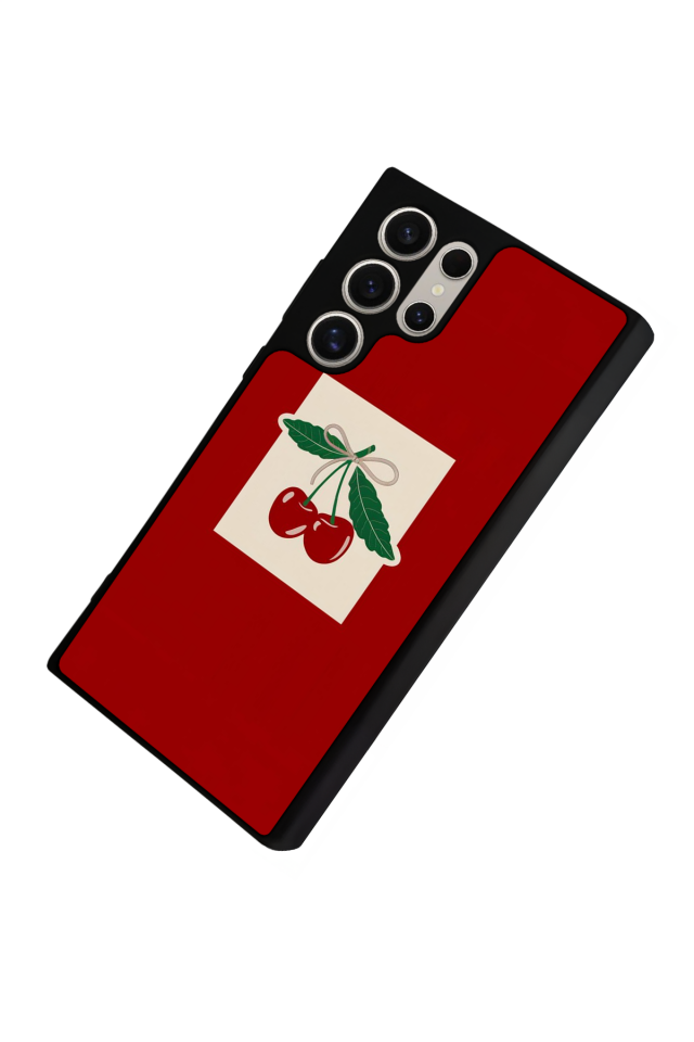 Samsung Galaxy S22 Ultra Uyumlu Kiraz Tasarımlı Glossy Premium Kılıf